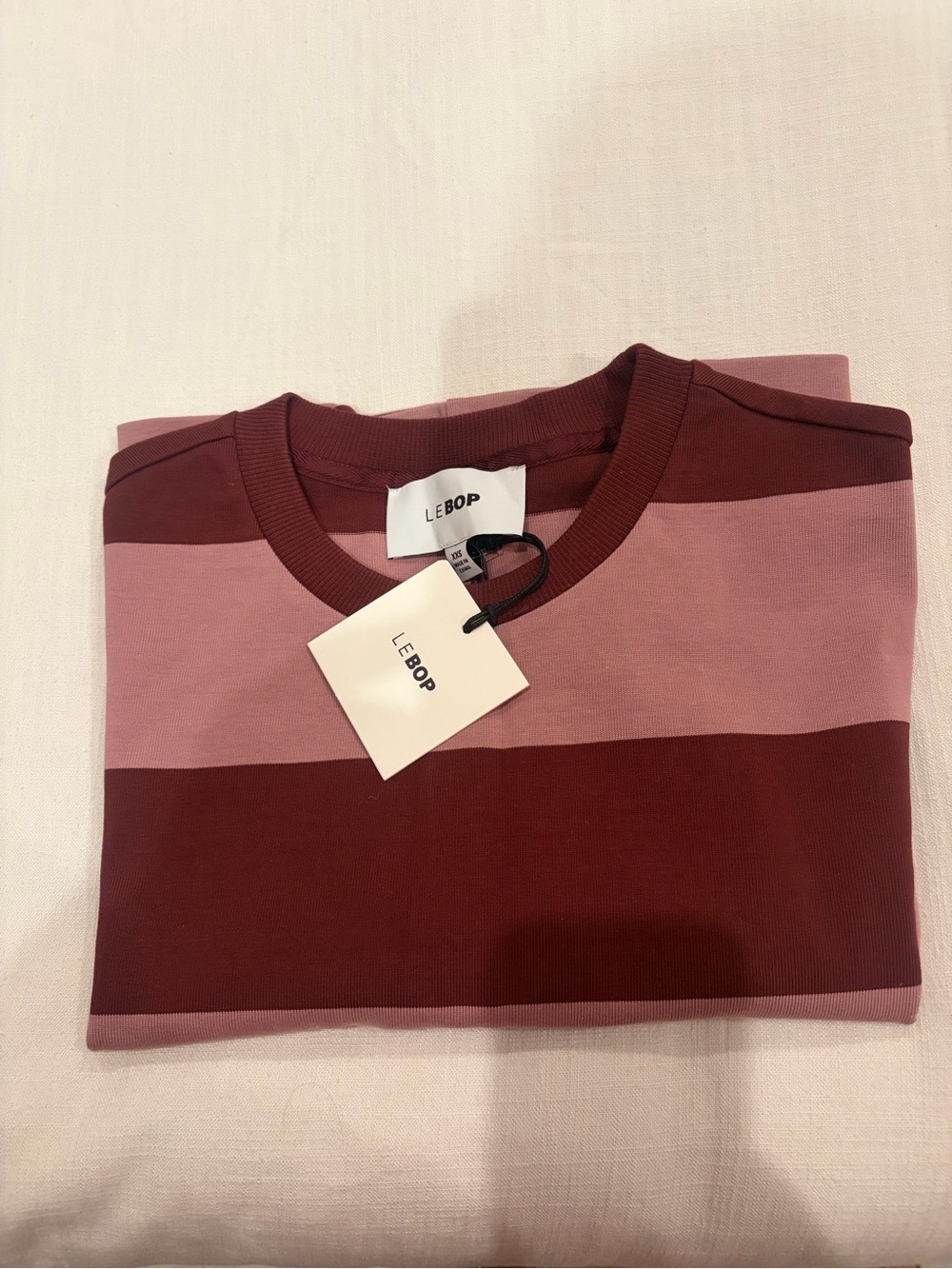 Women’s Striped Crewneck Shirt - Pink & Burgundy